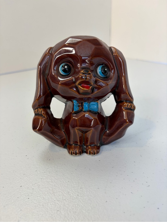 Vintage Other - Vintage Puppy Dog Ceramic Piggy Coin Bank Figurine Retro 70s Home Decor kitsch